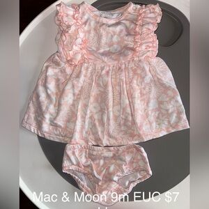 Pink Floral Kids Matching Diaper Set, Soft, Ruffles